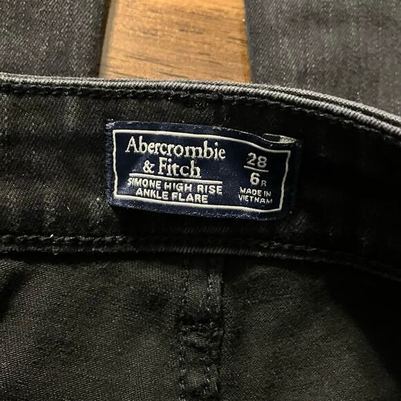 Abercrombie Fitch Women’s 28 x 26 Jeans Simone High Rise Ankle Flare Crop Black - Picture 5 of 10